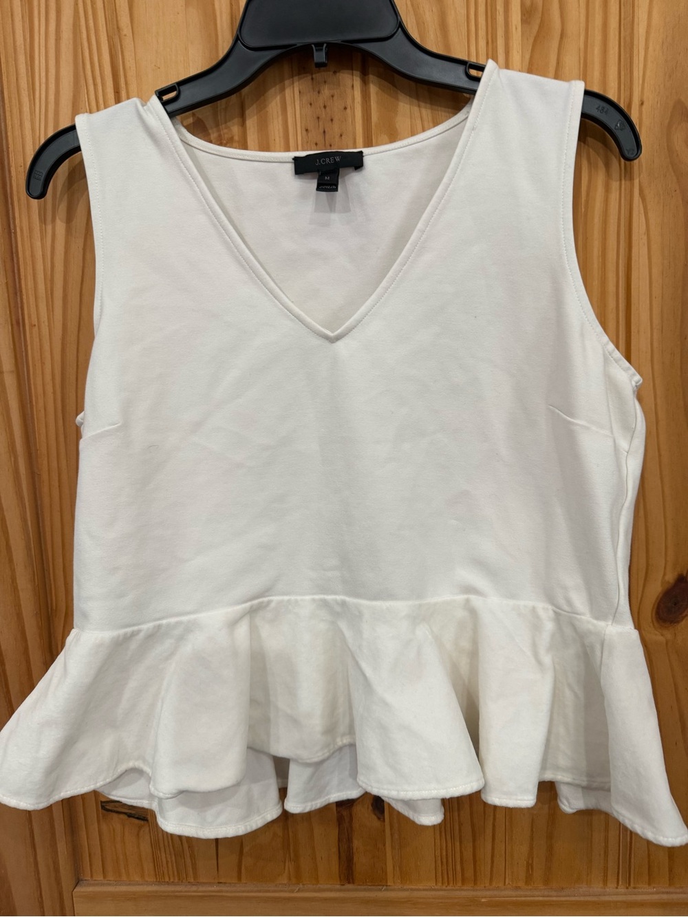 J. Crew White V-Neck Peplum Tank
